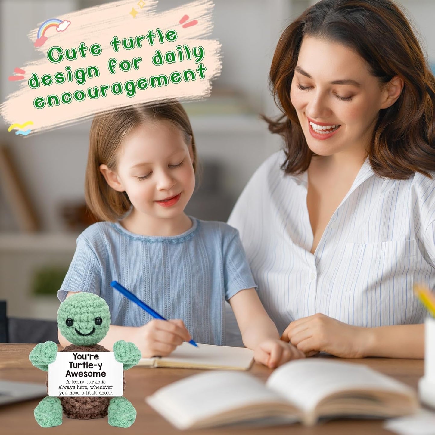 Mini Funny Turtle Gifts Mothers Day Teacher Appreciation Graduation Nurses Week 2026 Fathers Day, Birthday Gifts for Women Men Her Him, Small Cute Stuff Things, Emotional Positive Crochet Turtle Decor