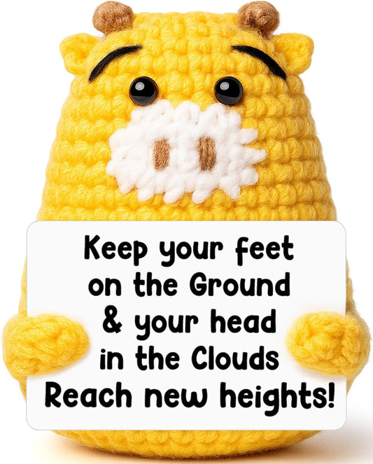 Teacher Appreciate Gifts Positive Giraffe - Thank you for Helping Me Grow, Handmade Crochet Giraffe Cute Stuff Decor, Thank You Teacher Appreciation Gifts for Women Men Birthday Retirement End of Year