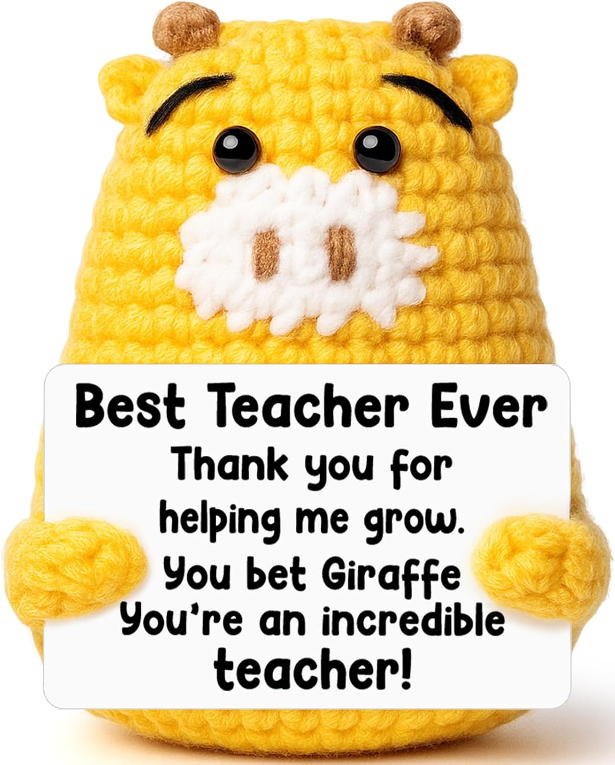 Teacher Appreciate Gifts Positive Giraffe - Thank you for Helping Me Grow, Handmade Crochet Giraffe Cute Stuff Decor, Thank You Teacher Appreciation Gifts for Women Men Birthday Retirement End of Year
