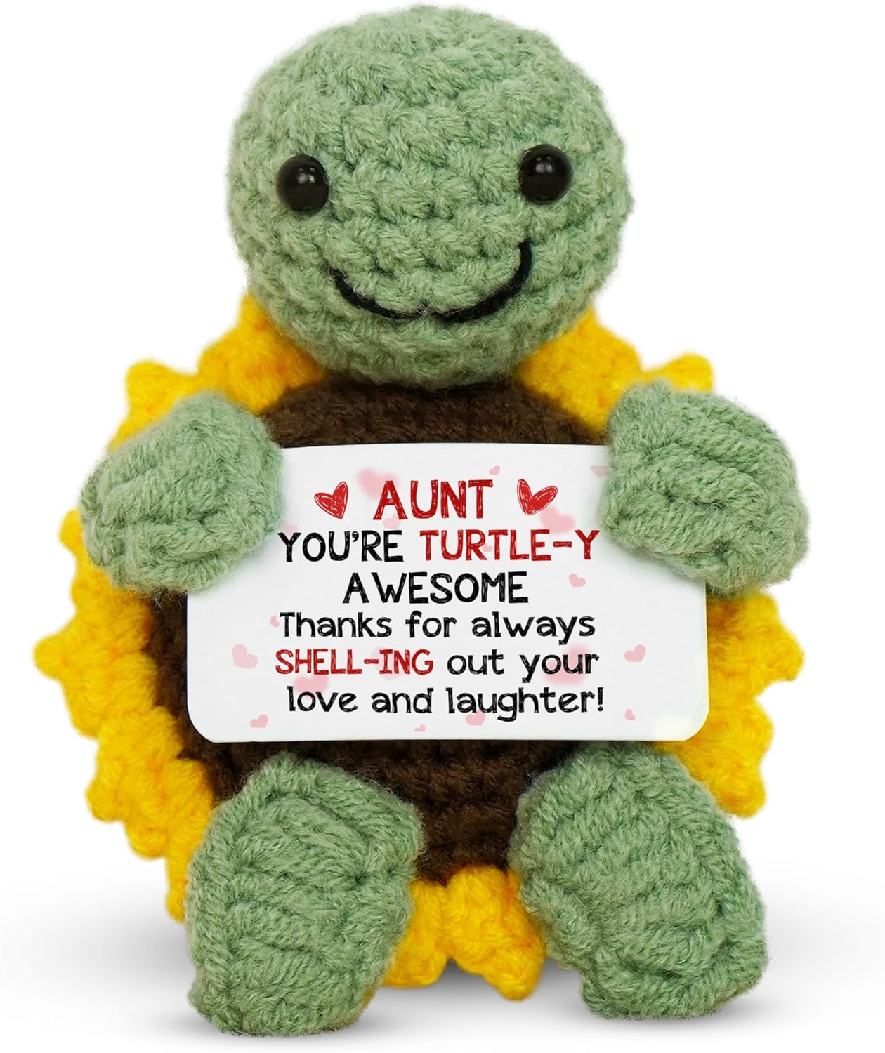 OASSIE Gifts for Mom from Daughter Son - Handmade Positive Crochet Turtle Sunflower - Mothers Day Birthday Gifts for Mom Mother in Law Mama Grandma, Emotional Support Crochet