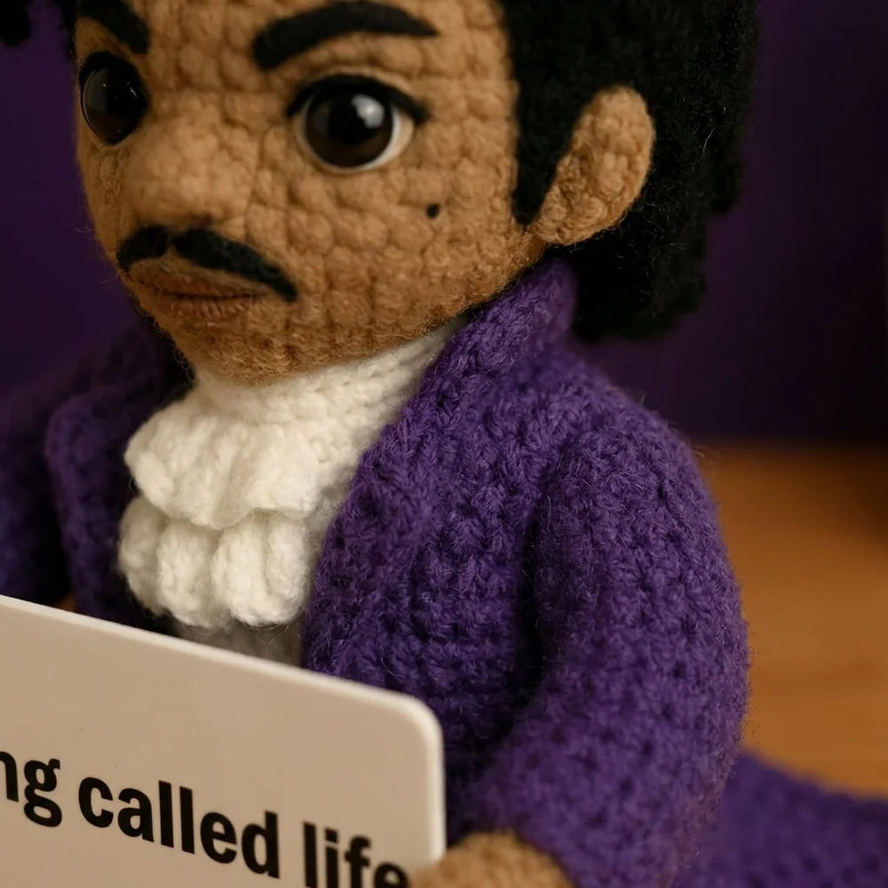 Custom Handmade Crocheted Emotional Support Dolls with Card, Emotional Support Favor, Birthday/Anniversary Gift for Music Fan/Musician