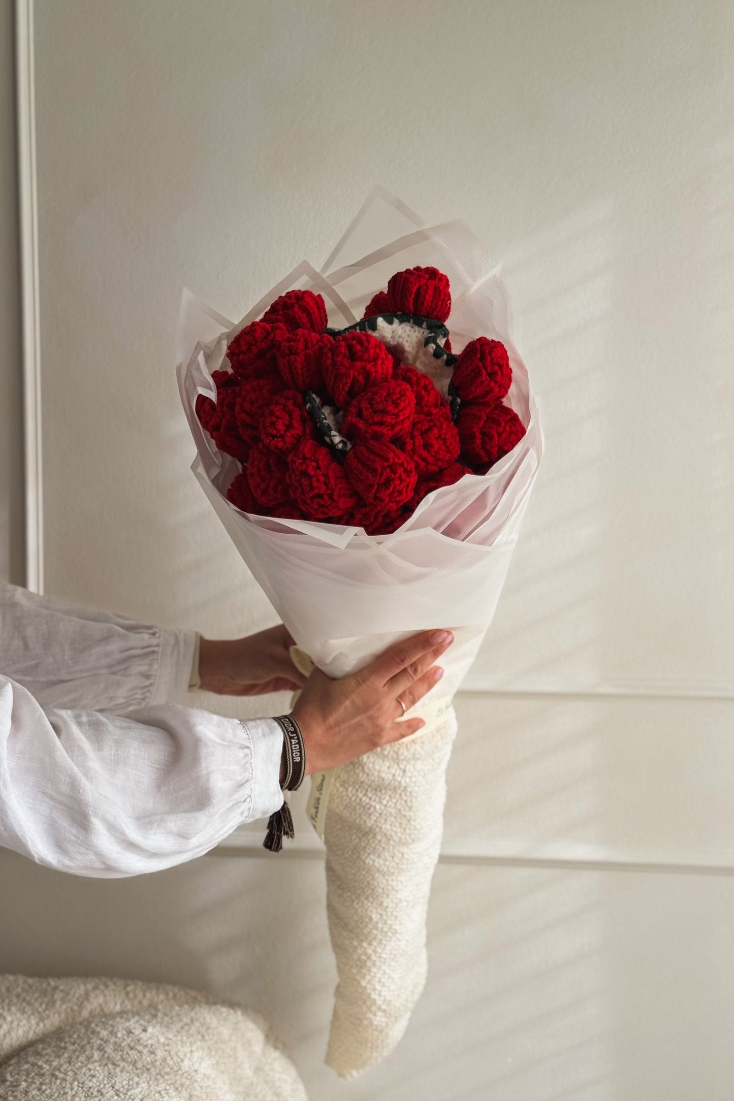 Cashmere Crochet Flower Bouquet Blanket