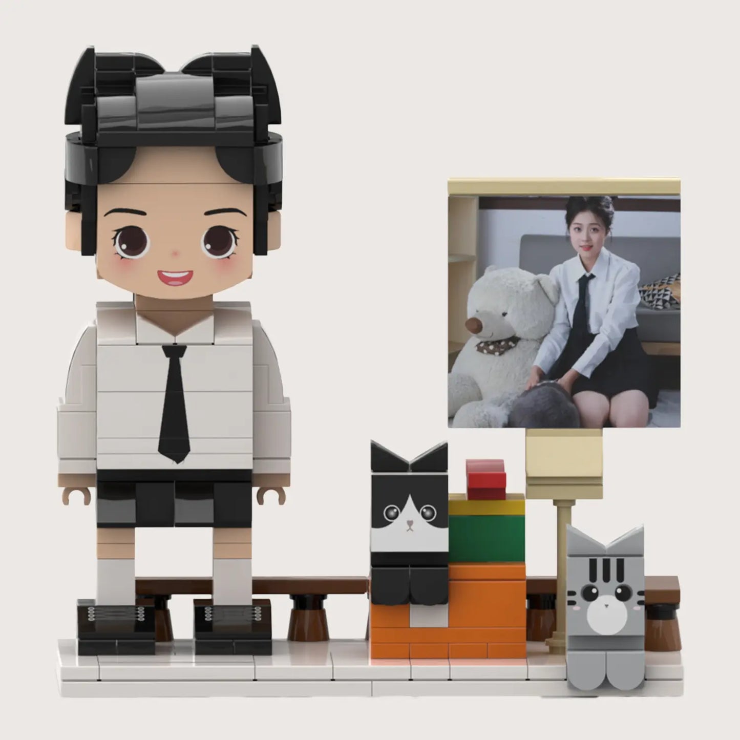 Custom Single-Person Brick Figure from Your Photo - Cat Style