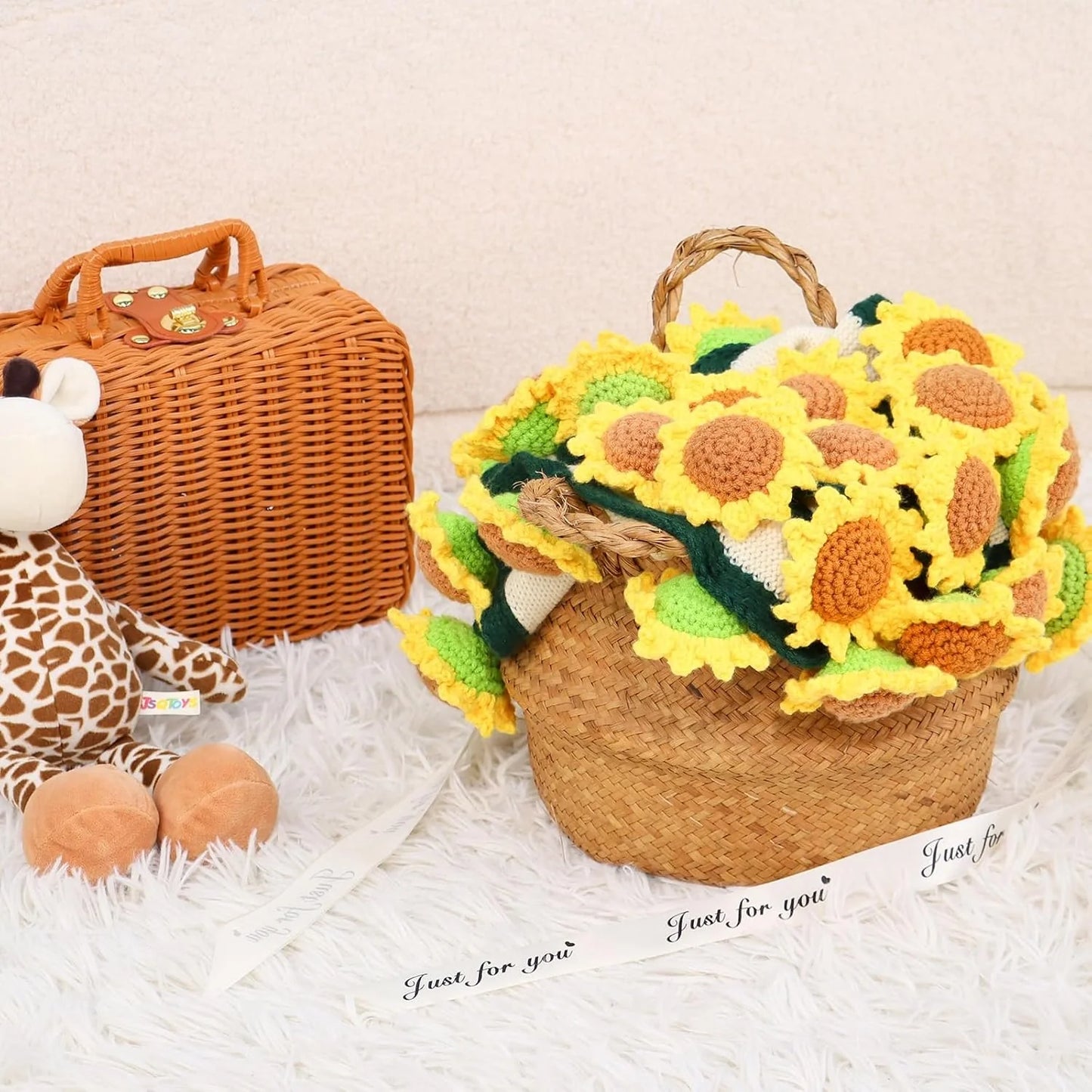 Cashmere Crochet Flower Bouquet Blanket-Sunflower