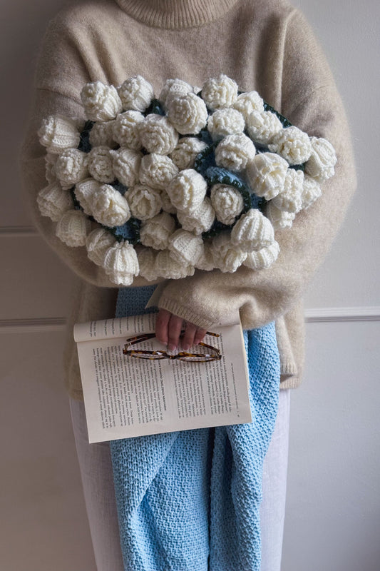 Cashmere Crochet Flower Bouquet Blanket