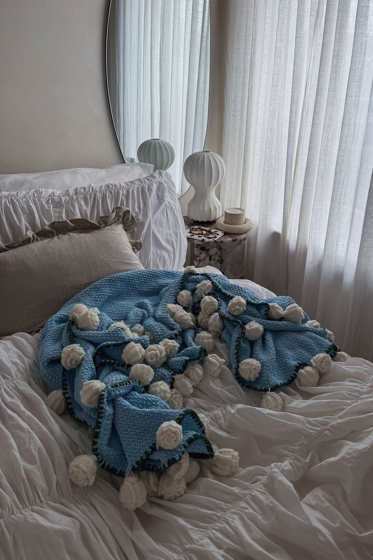 Cashmere Crochet Flower Bouquet Blanket