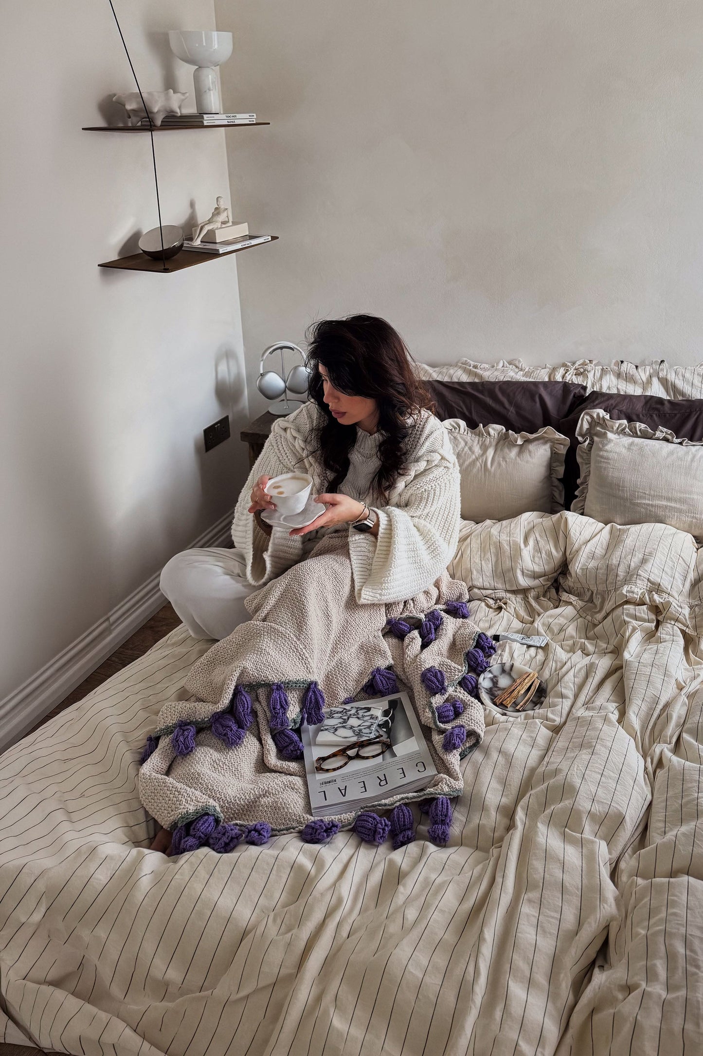 Cashmere Crochet Flower Bouquet Blanket
