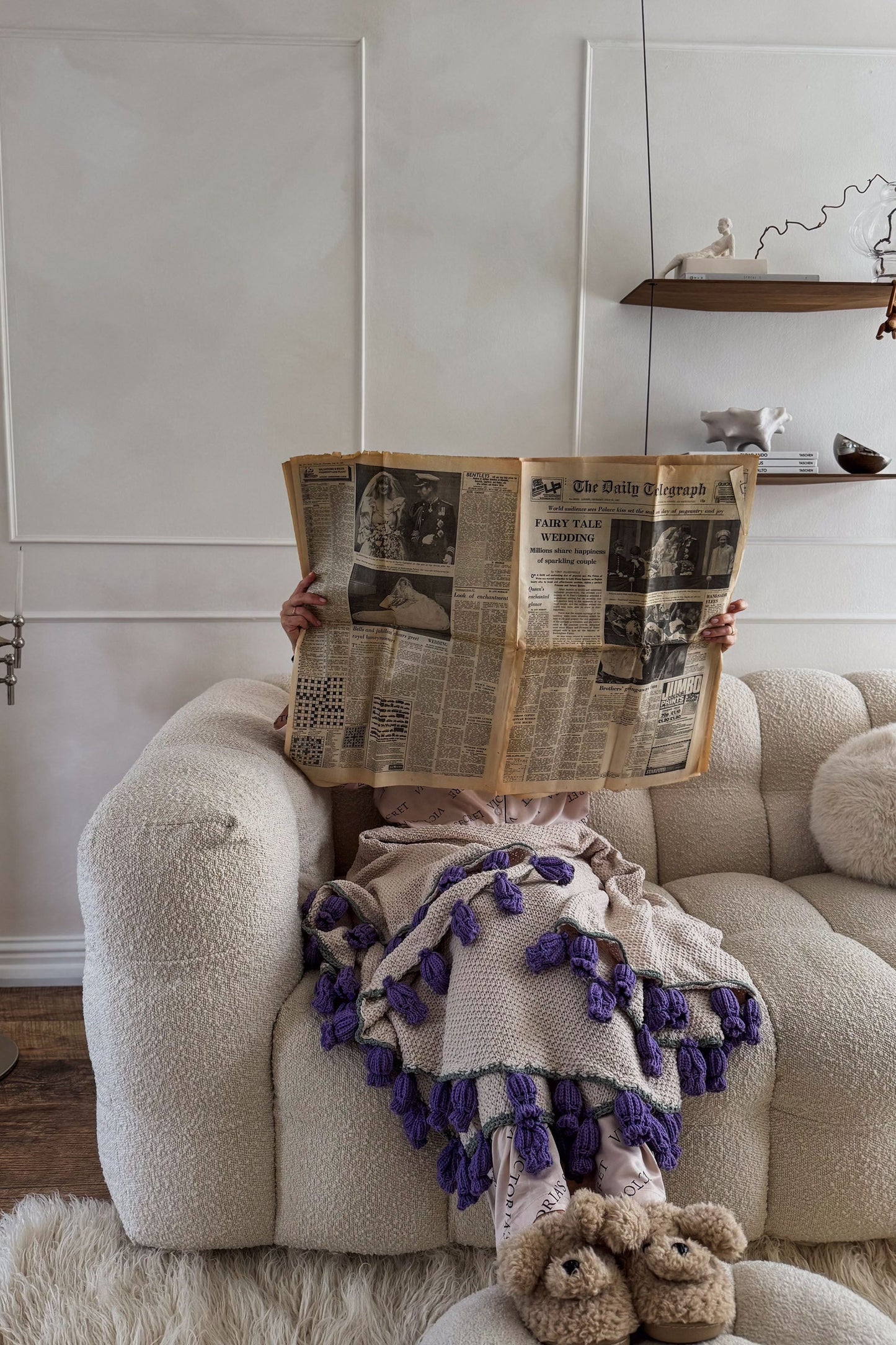 Cashmere Crochet Flower Bouquet Blanket