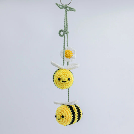 Crochet Cute Bee & Flower Hanging