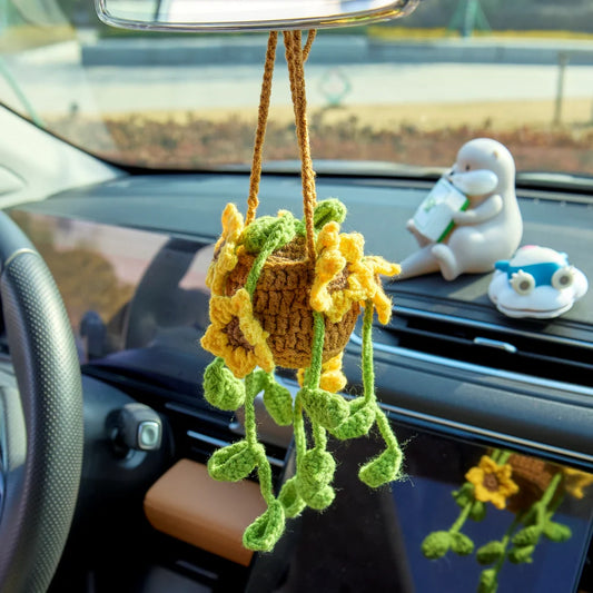 Crochet Hanging with Crochet Sunflower