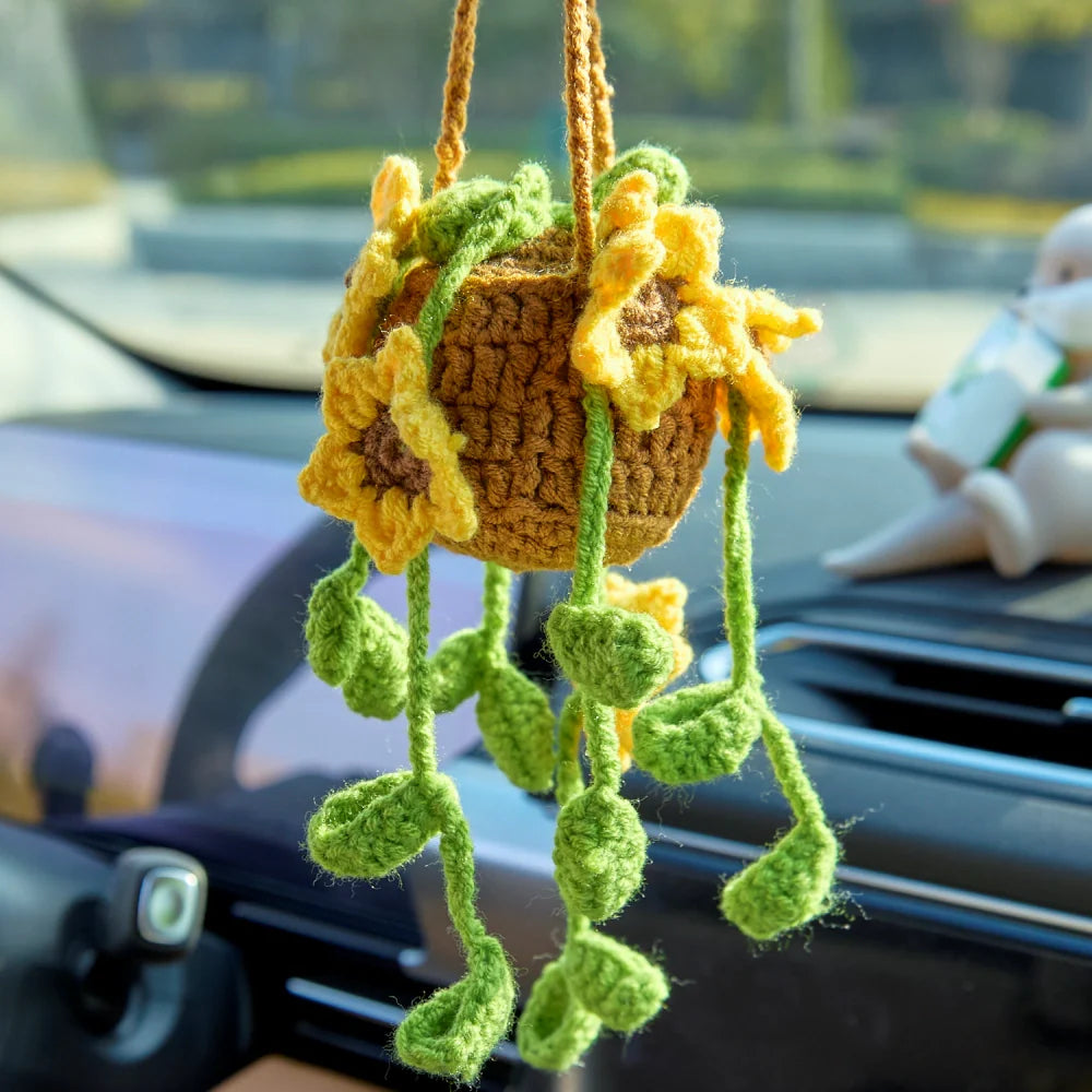 Crochet Hanging with Crochet Sunflower