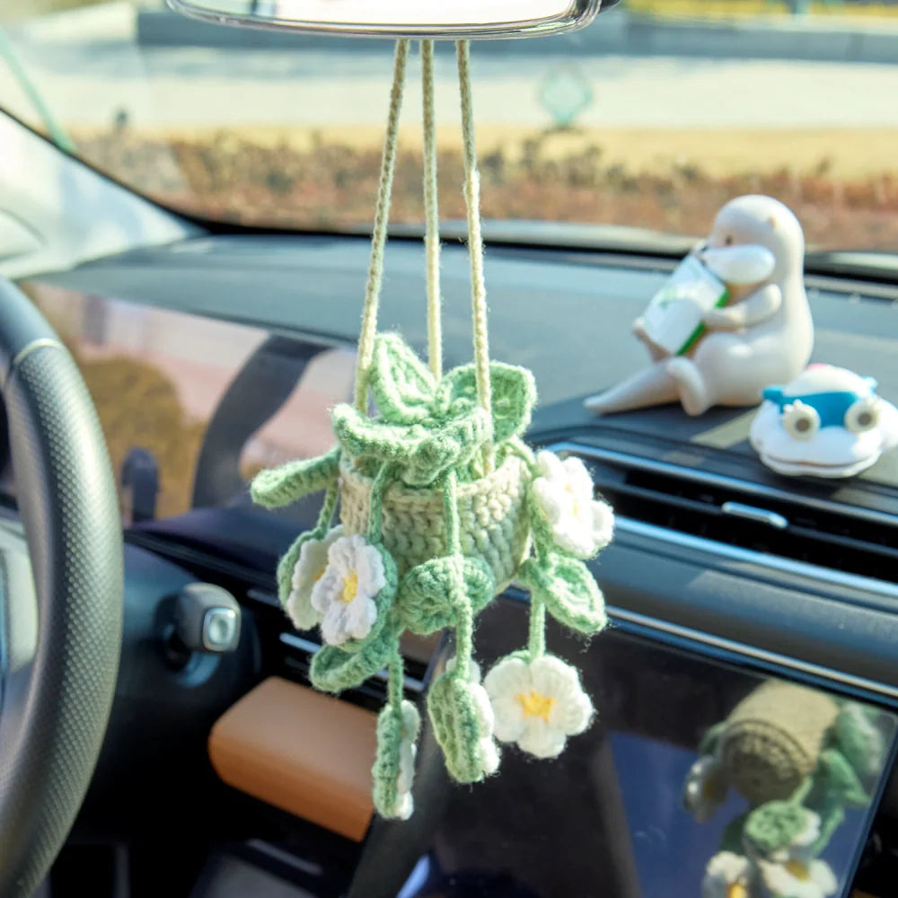 Hollowed-Out Crochet Hanging-Dark Green