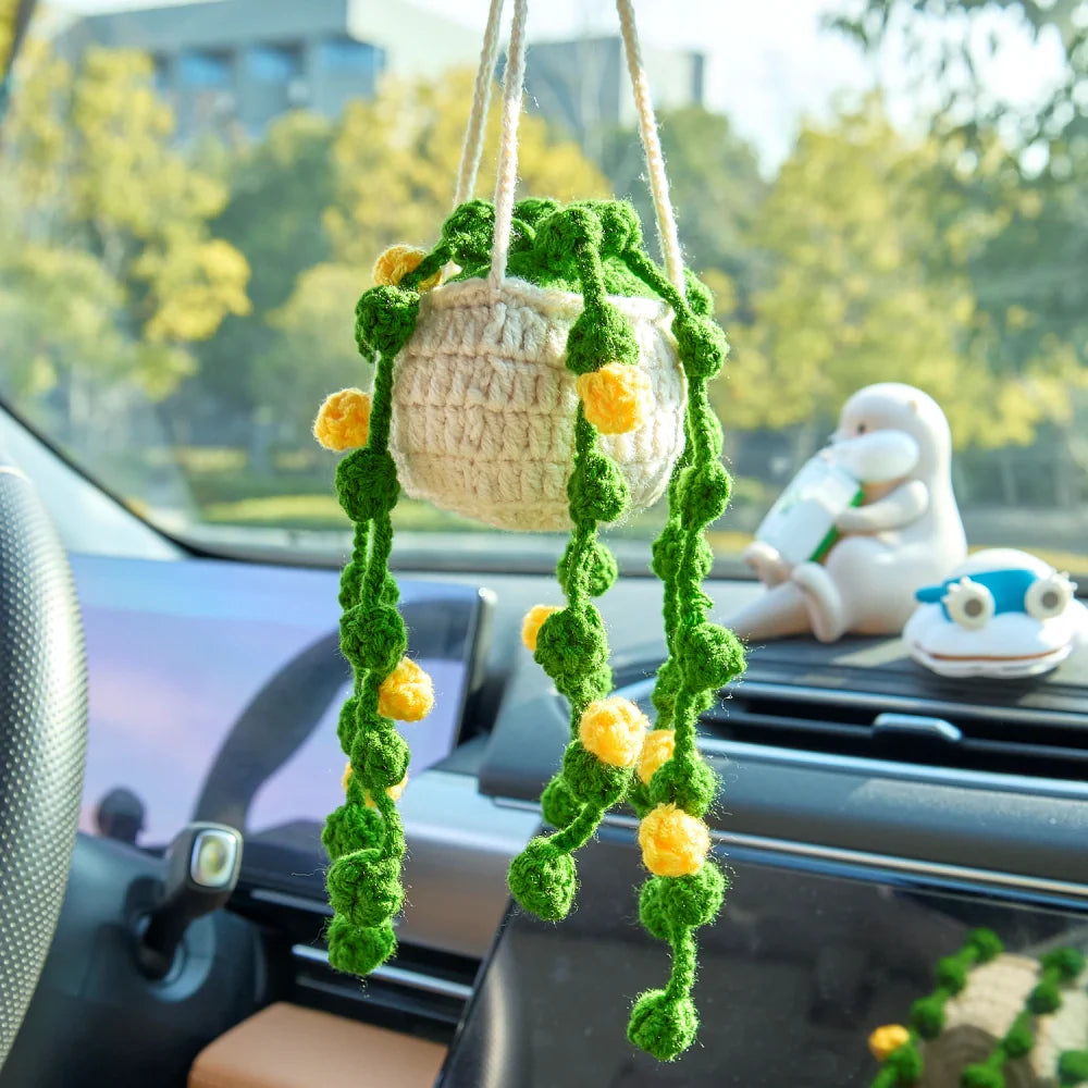 Crochet Hanging with Yellow Flowers