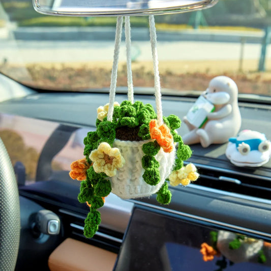 Crochet Hanging with Yellow & Orange Flowers