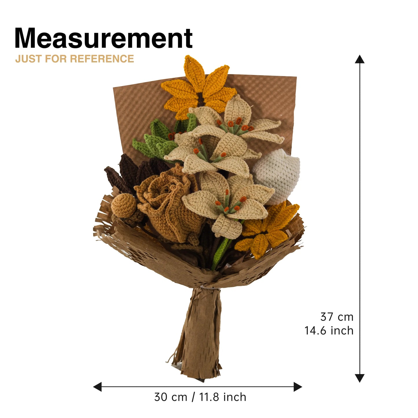 Crochet Rose Lily Bouquet with Kraft Paper Wrapping