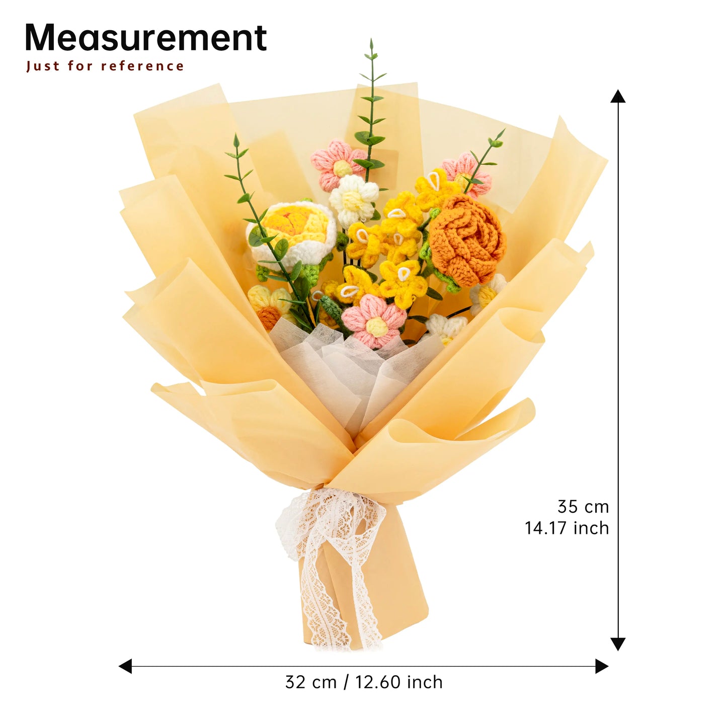 Crochet Yellow & Orange Rose Bouquet
