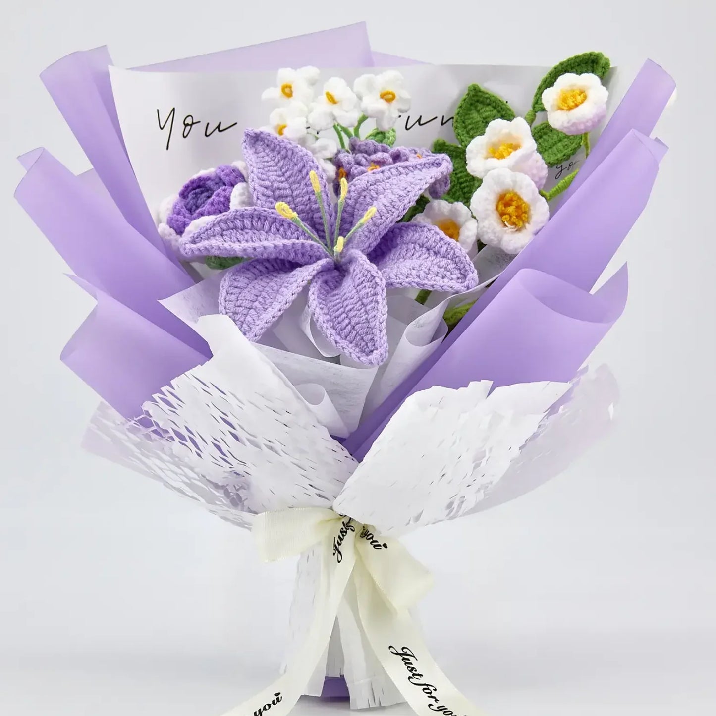 Crochet Purple Lily Rose Bouquet