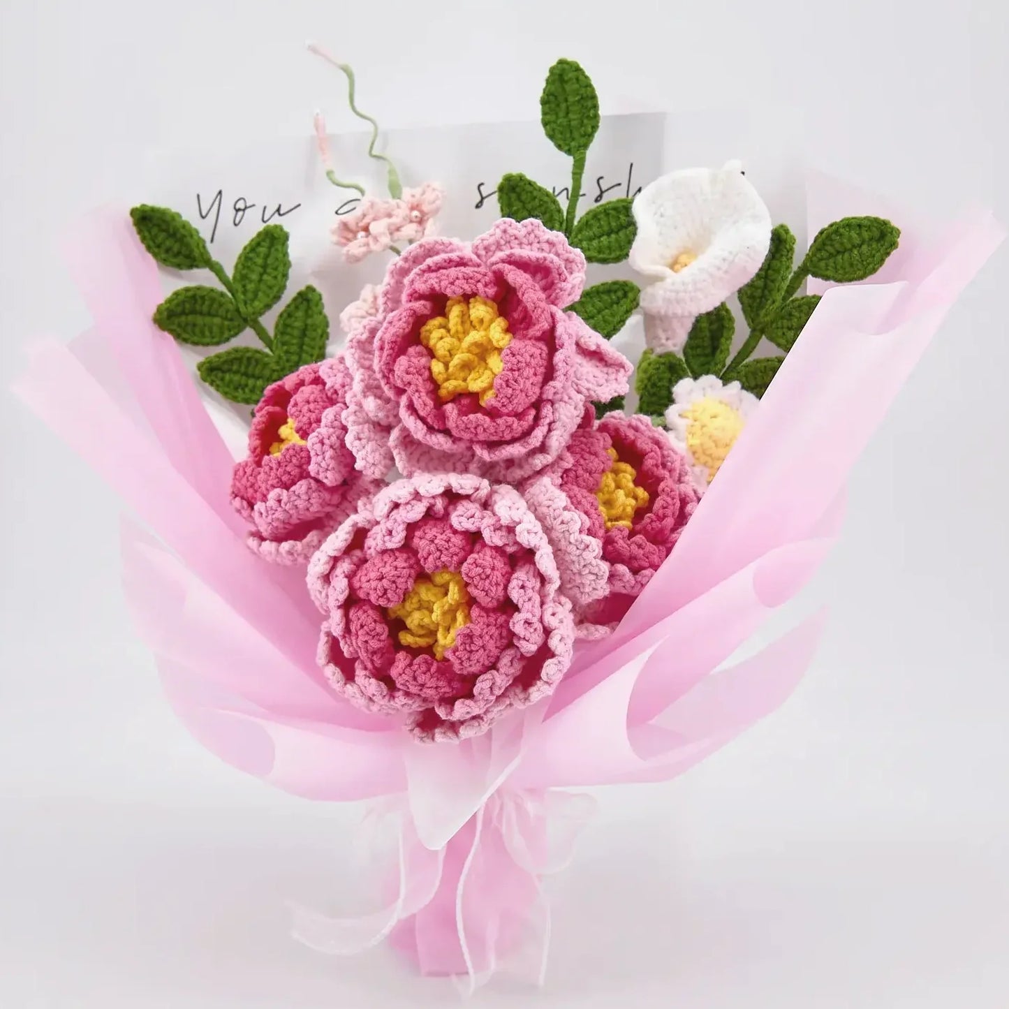 Crochet Peony Calla Lily Daisy Bouquet