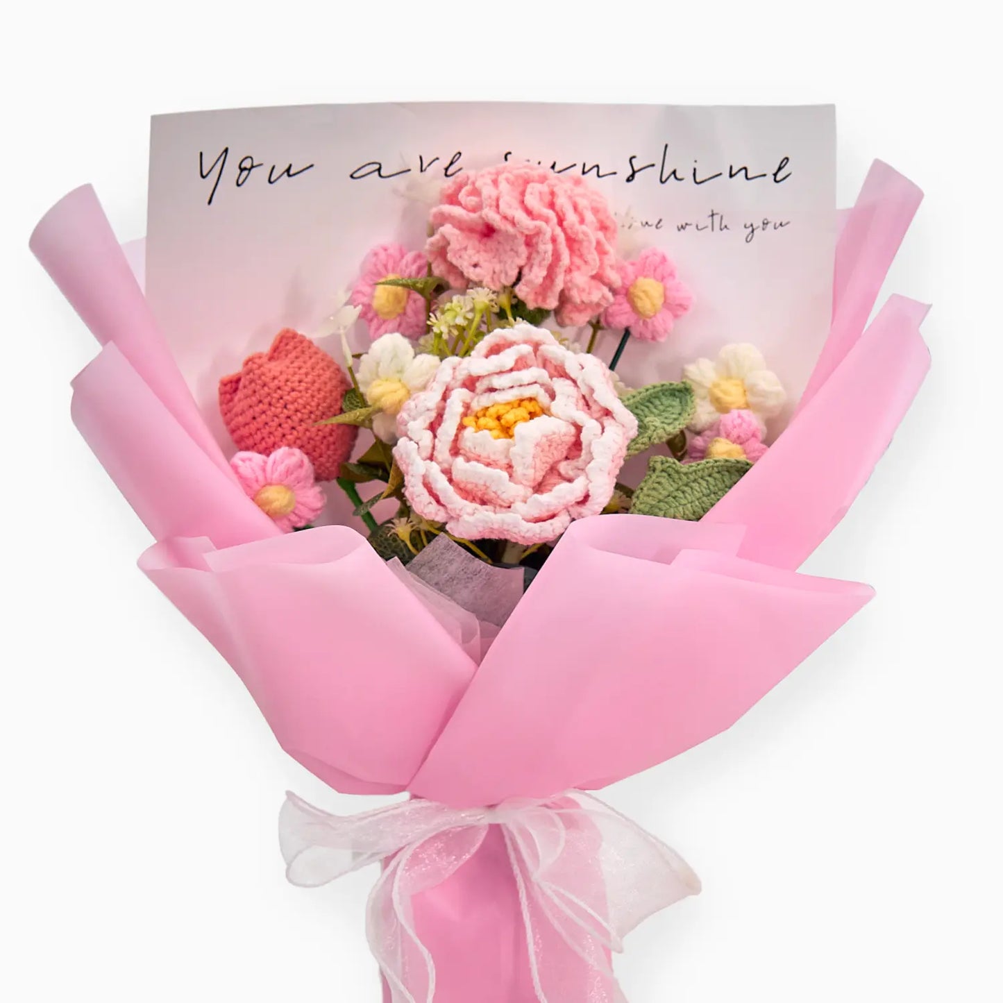 Crochet Peony Carnation Tulip Bouquet