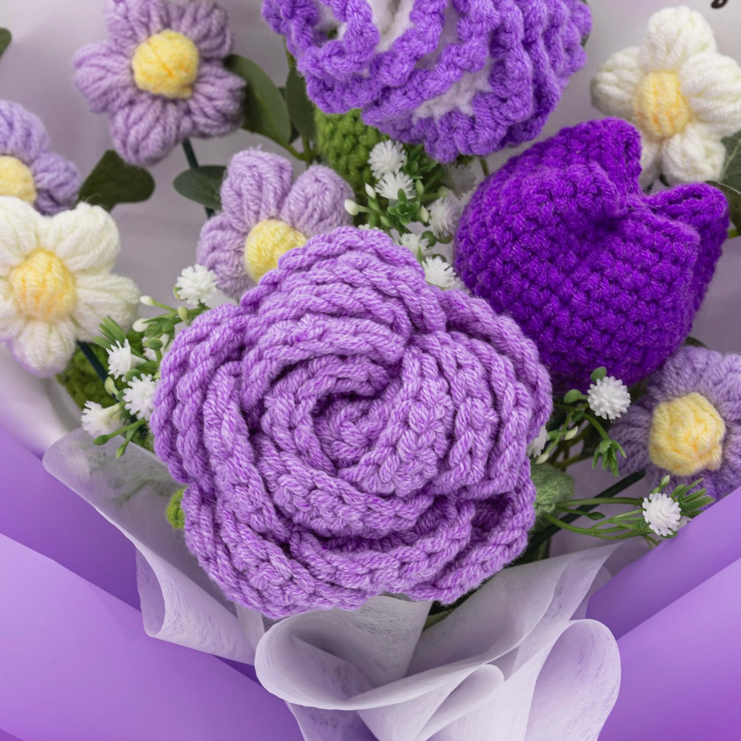 Crochet Rose Carnation Tulip Bouquet
