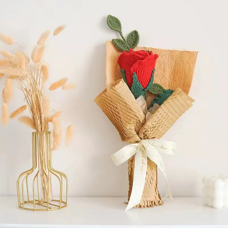 Crochet Cup-Shaped Rose Bouquet