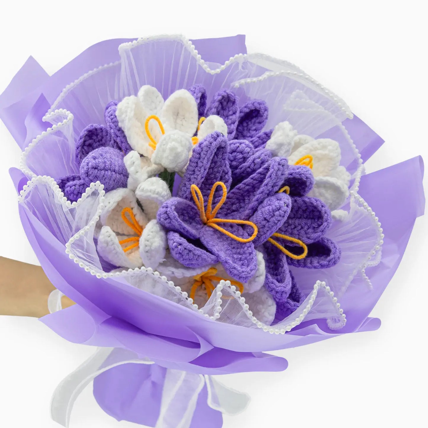 Crochet Purple & White Tulip Bouquet