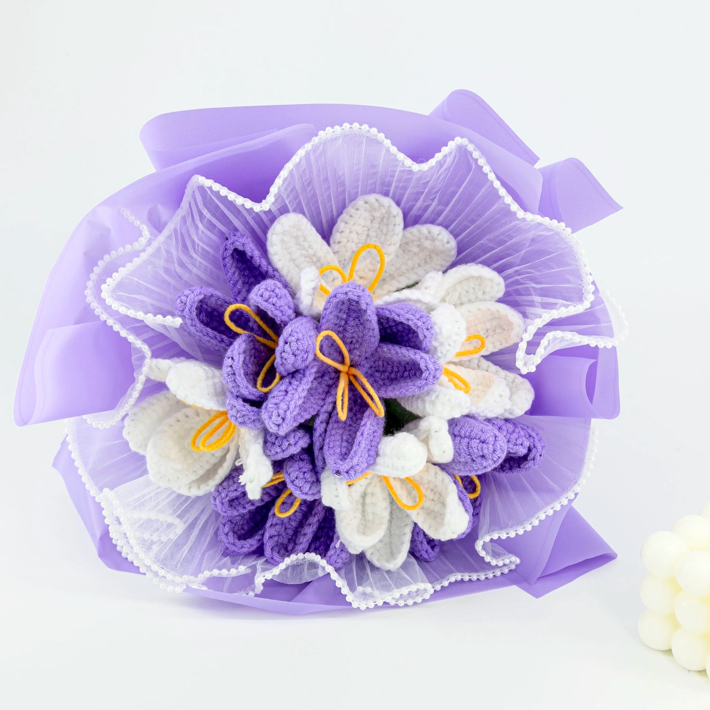Crochet Purple & White Tulip Bouquet