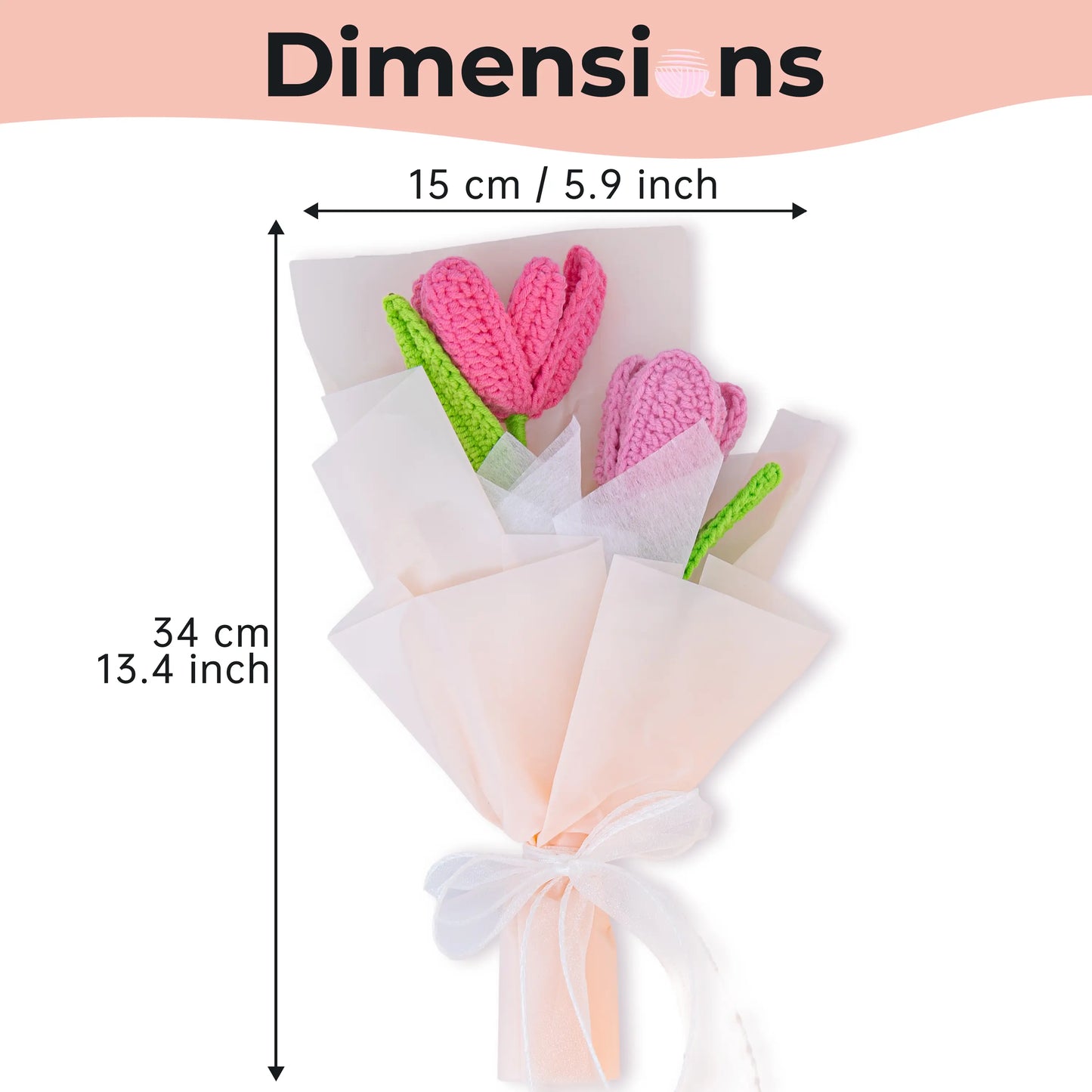 Crochet Pink Open Tulip Bouquet
