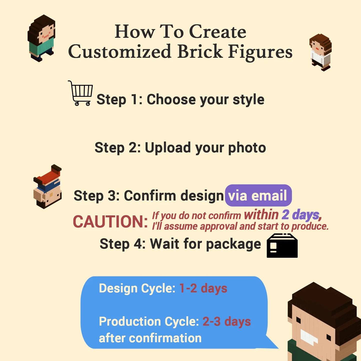 Custom Brick Figures for Couple from Your Photo - LOVE