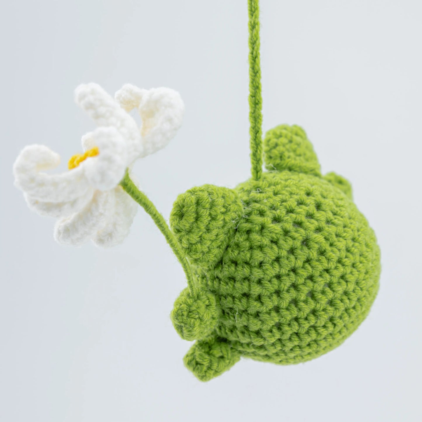 Crochet Hanging with Toy Frog & Flower