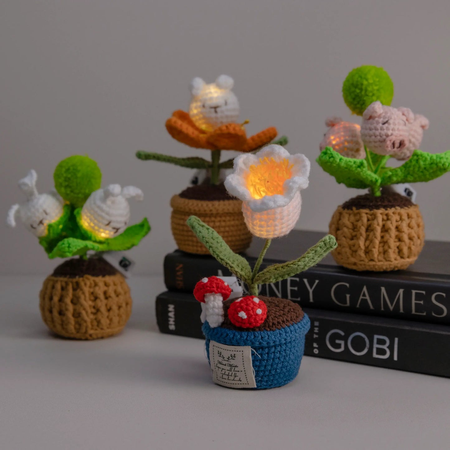 Crochet Flower Pot Series with Light