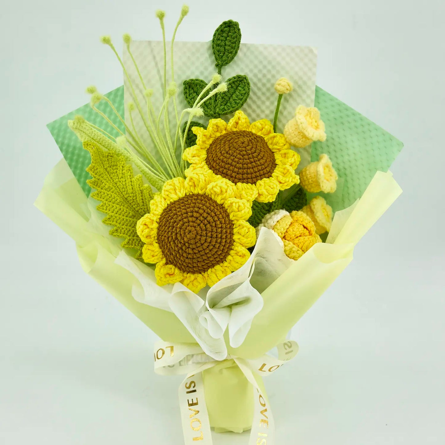 Crochet Sunflower Bouquet with Yellow Wrapping