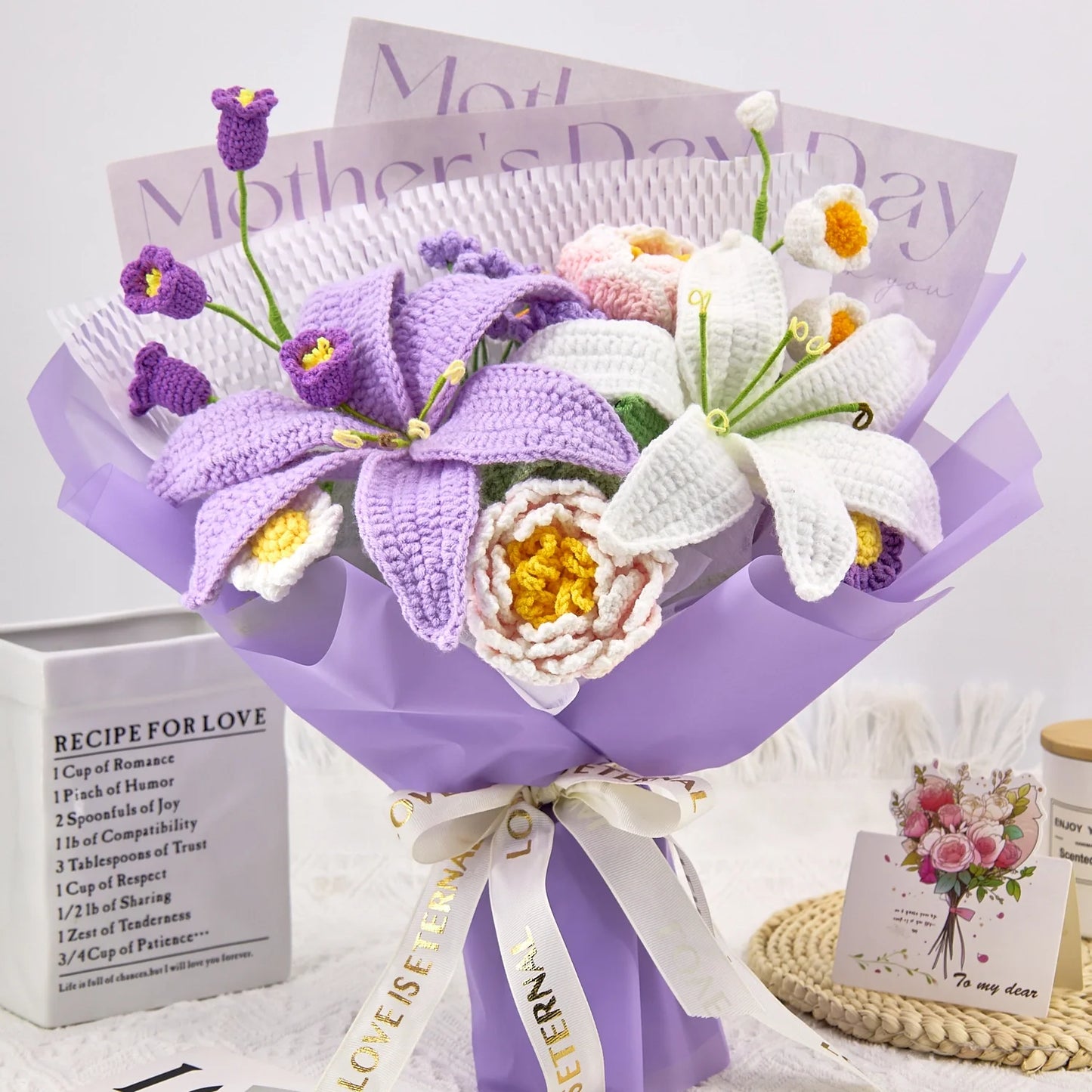 Crochet Lily & Peony Bouquet for Mother's Day