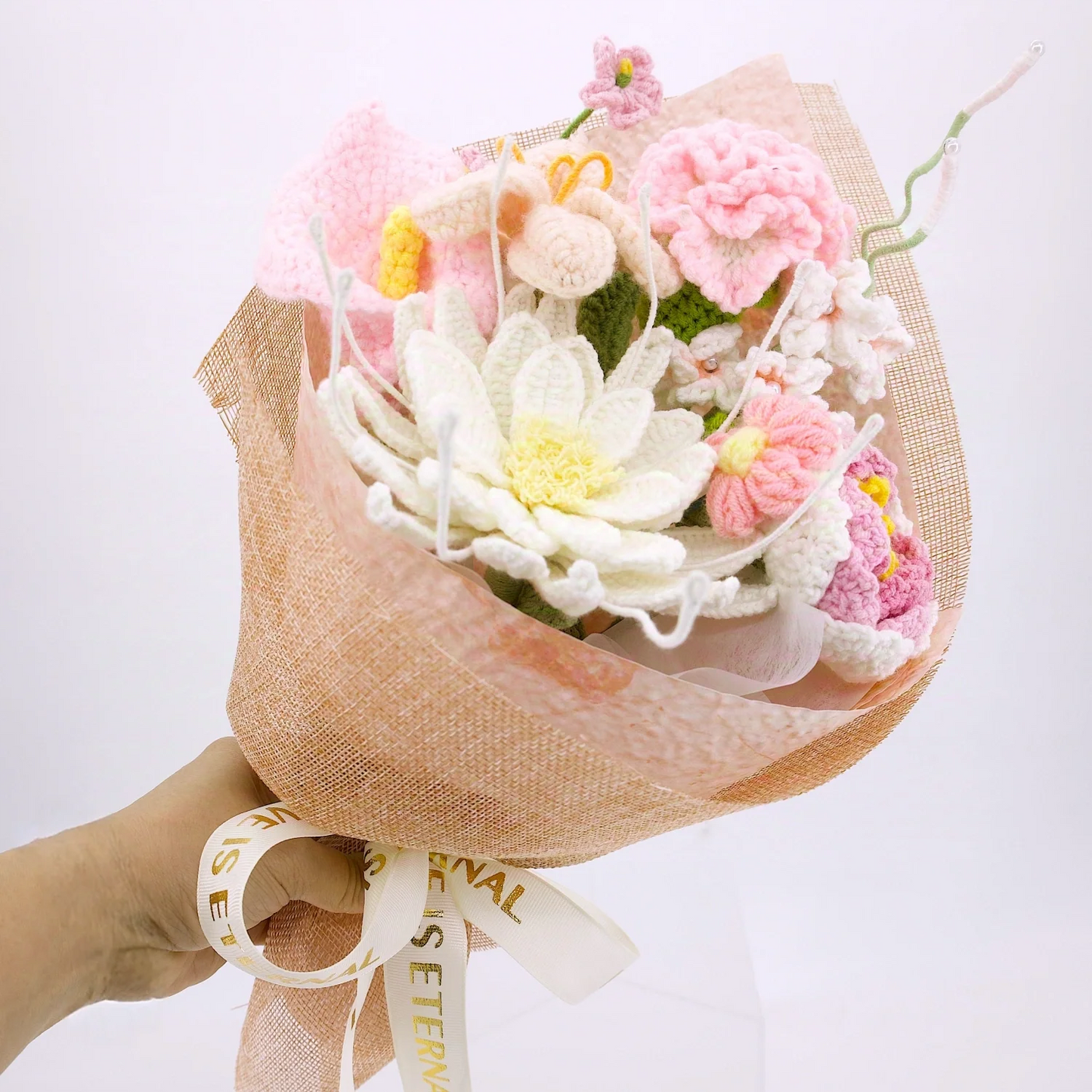 Crochet Night of the Queen Peony Tulip Bouquet