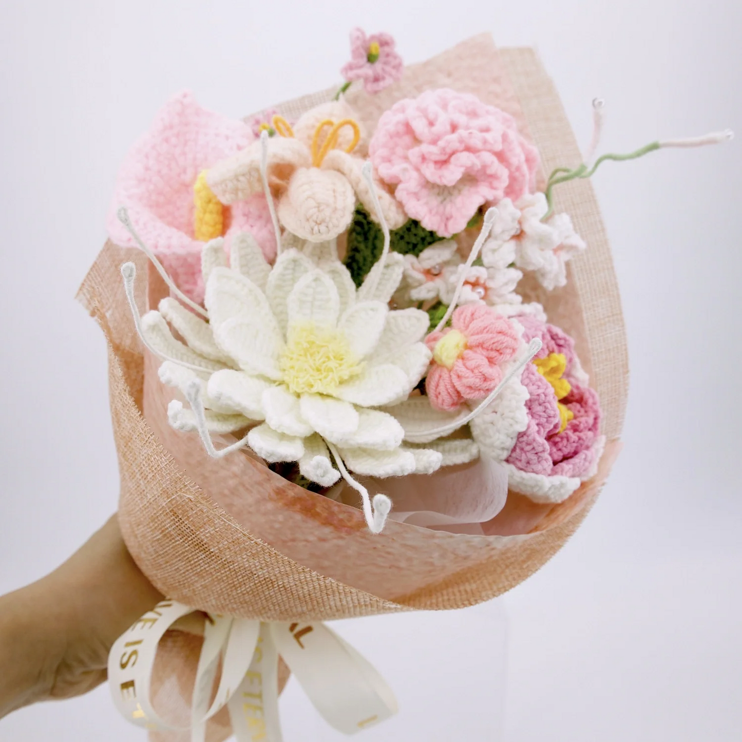 Crochet Night of the Queen Peony Tulip Bouquet