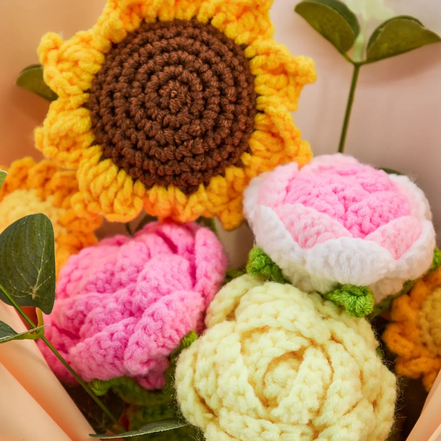 Crochet Sunflower Rose Daisy Bouquet