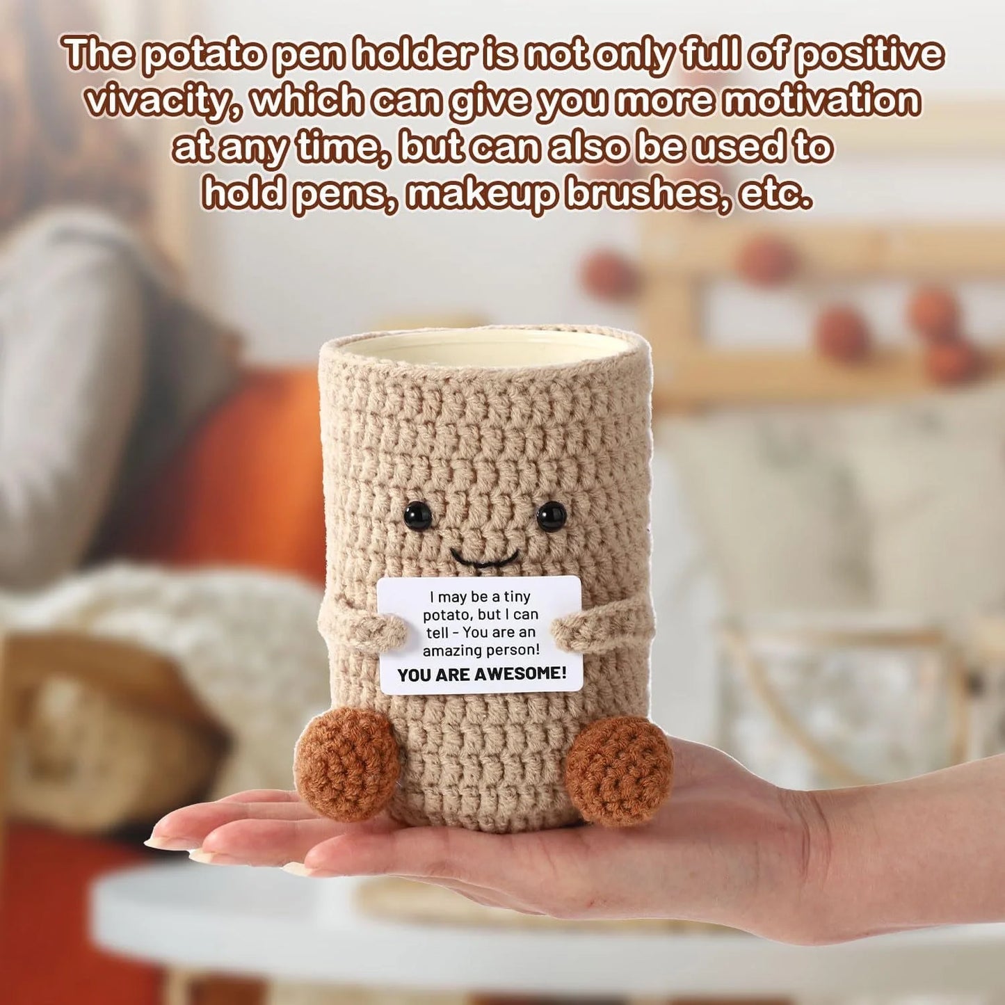 Crochet Emotional Support Potato Pen Holder