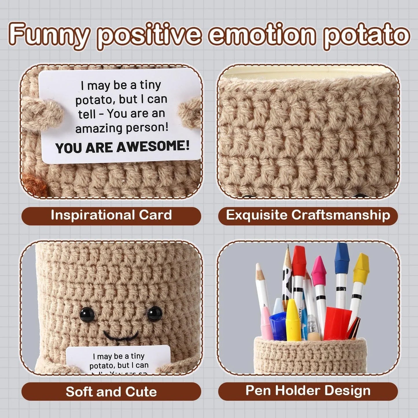 Crochet Emotional Support Potato Pen Holder