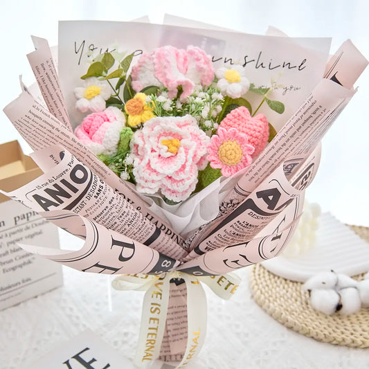 Crochet Peony Rose Tulip Carnation Bouquet