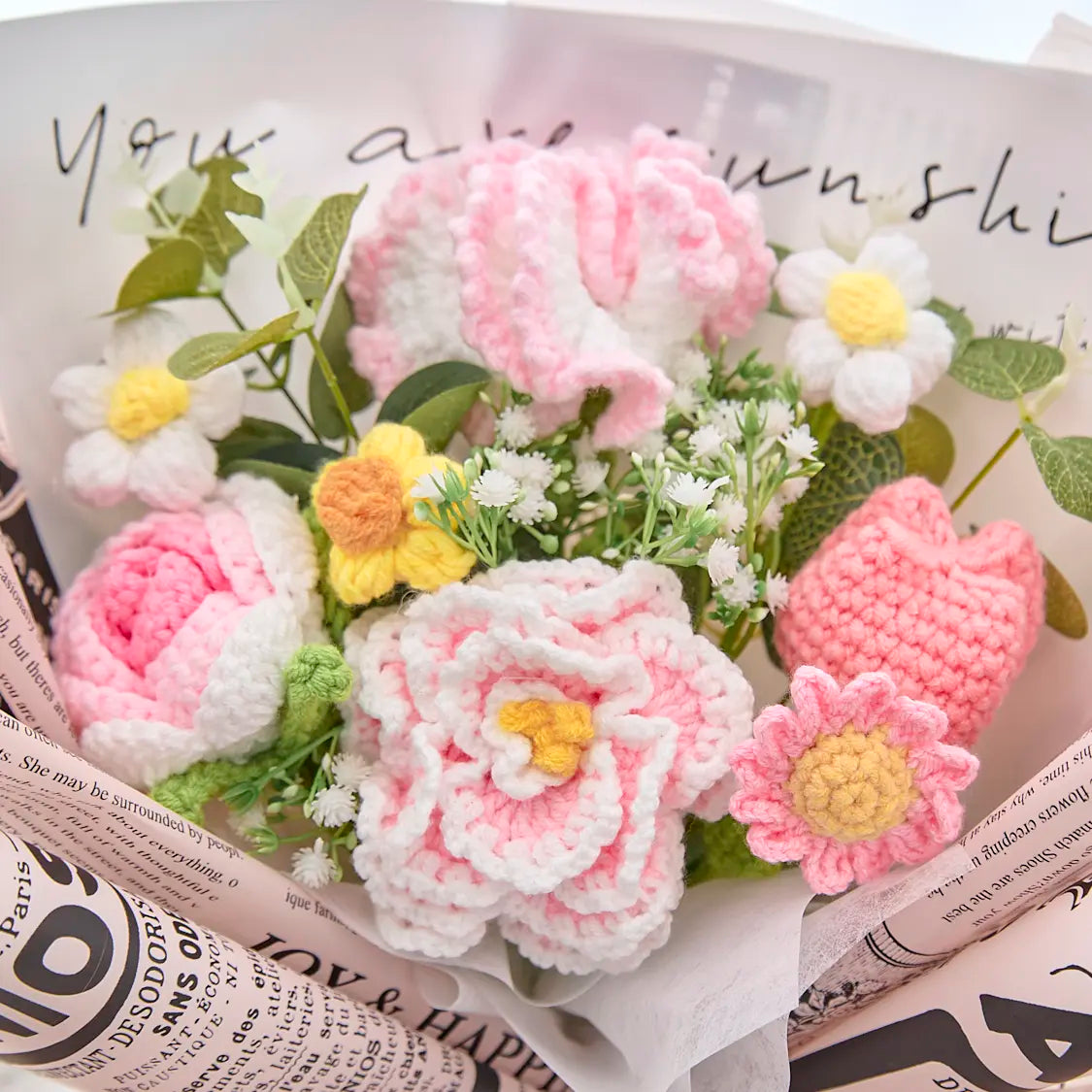 Crochet Peony Rose Tulip Carnation Bouquet