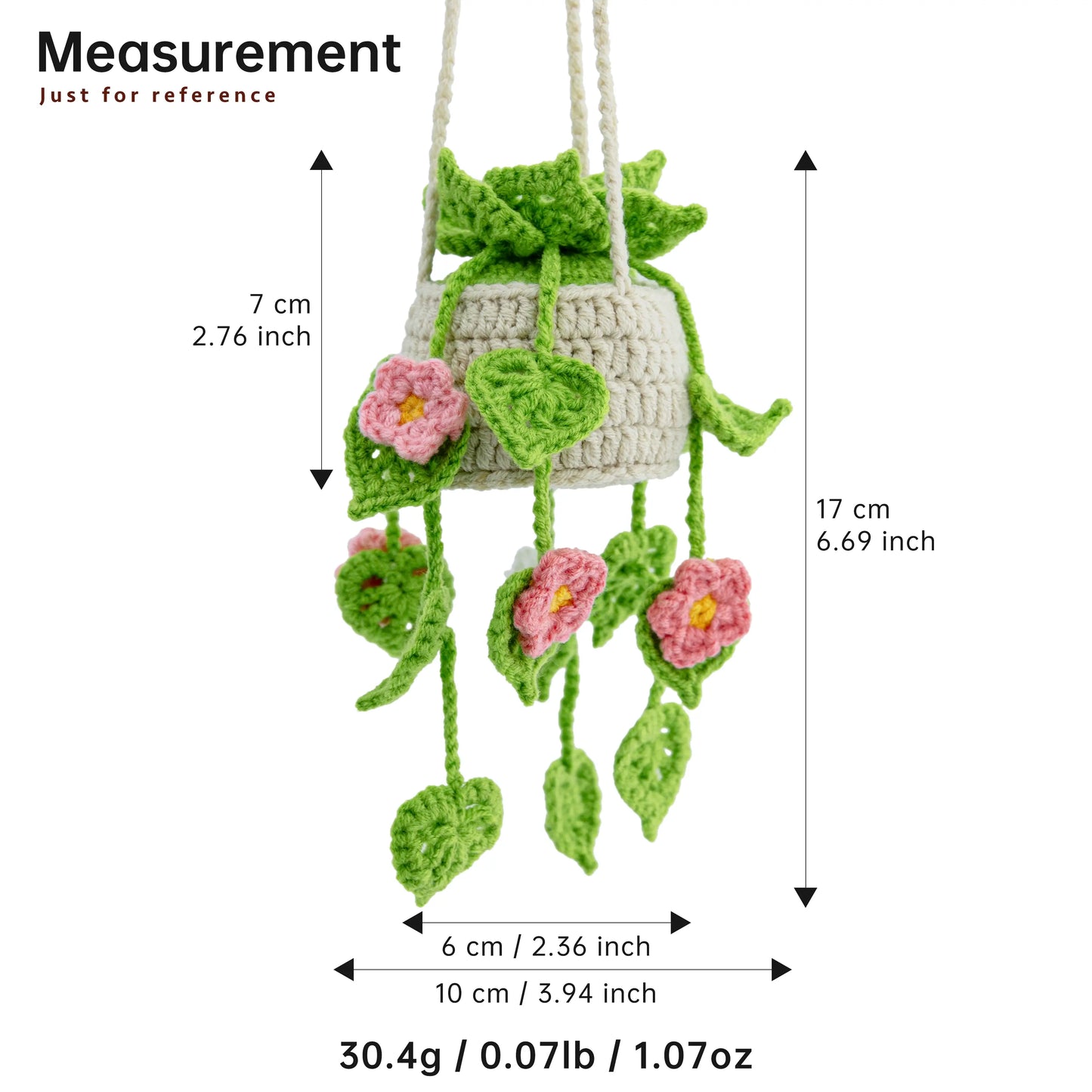 Crochet Light Green Hanging with Pink Flowers
