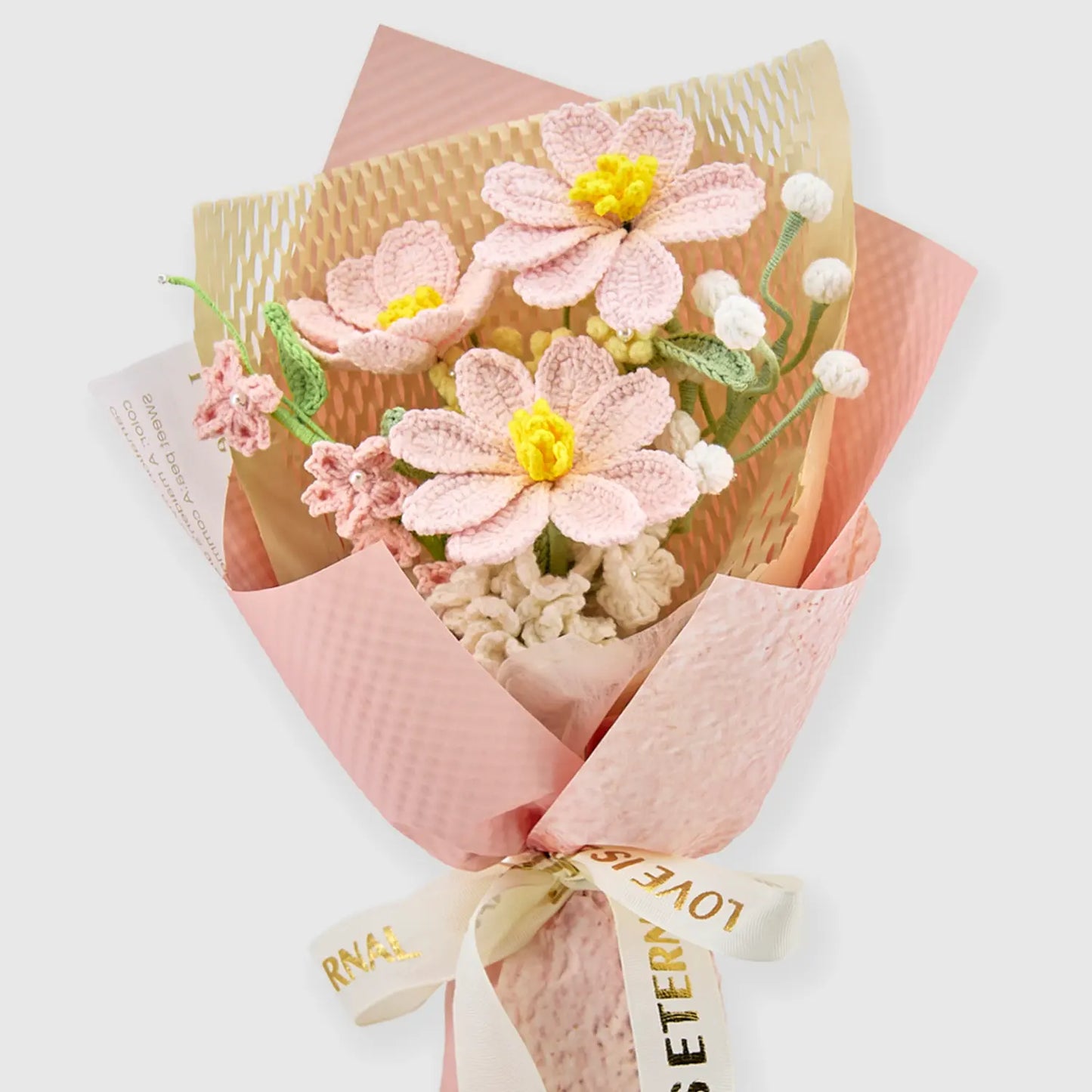 Crochet Pink Galsang Flower Bouquet