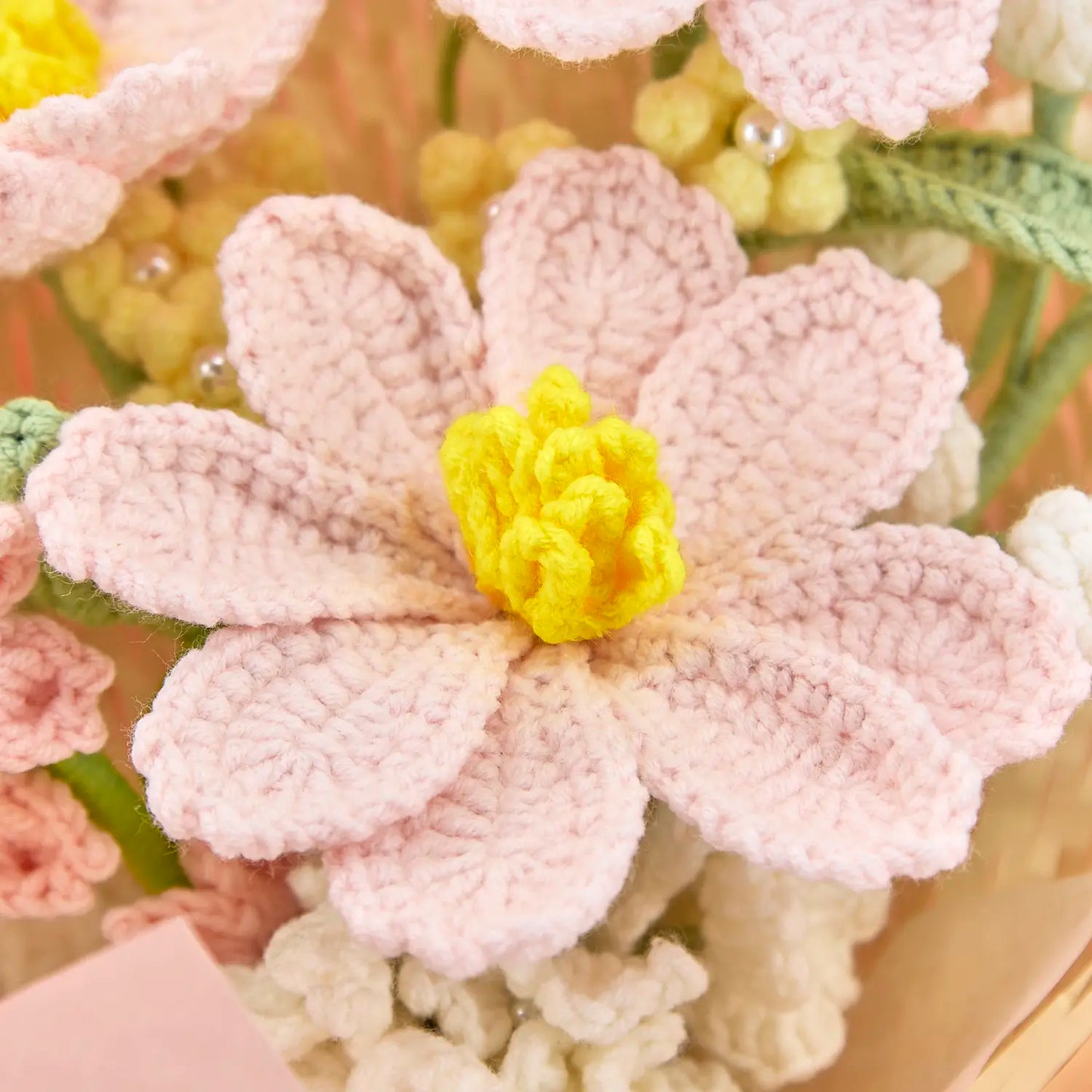 Crochet Pink Galsang Flower Bouquet