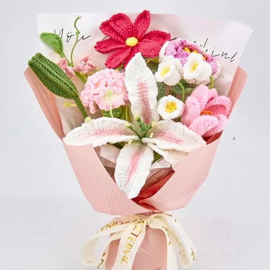 Crochet Gradient Lily Peony Tulip Bouquet
