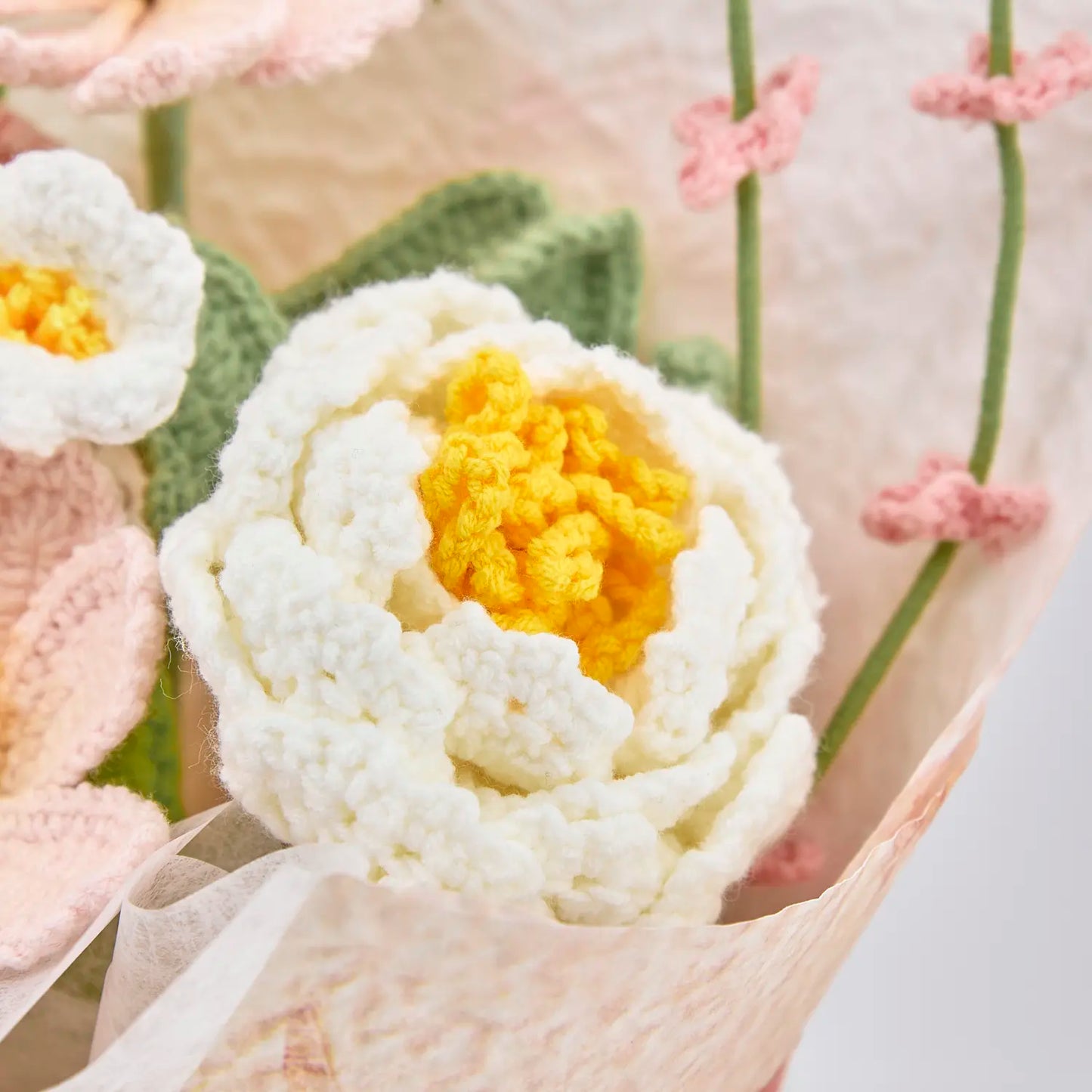 Crochet Peony Galsang Flower Bouquet
