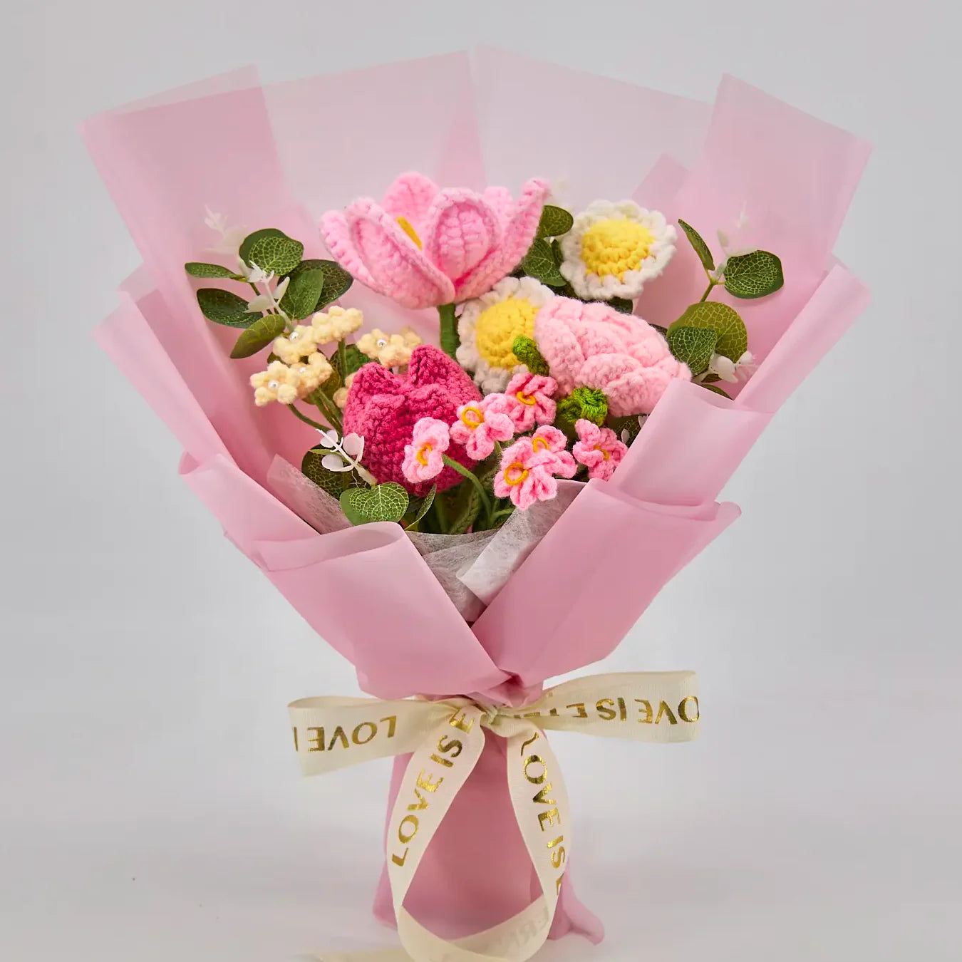 Crochet Rose Tulip Daisy Bouquet