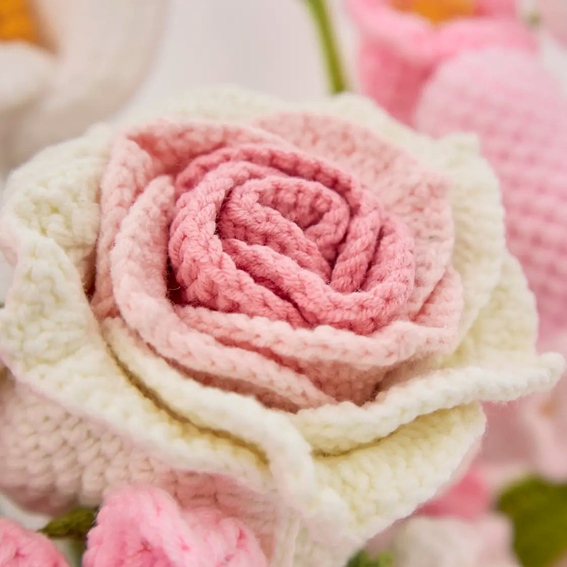 Pink Crochet Thai Rose Tulip Bouquet