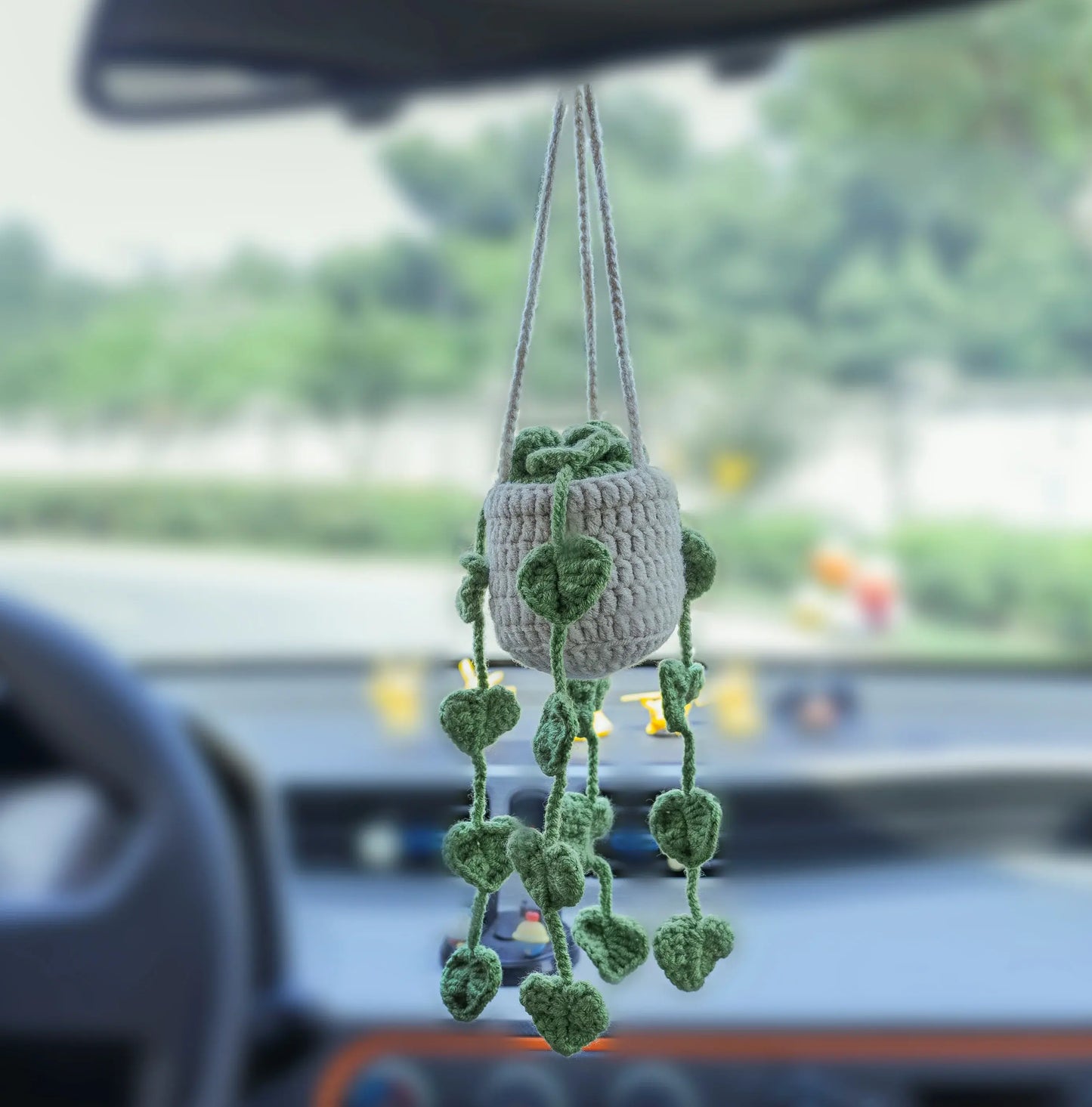 Crochet Hanging with Green Leaves