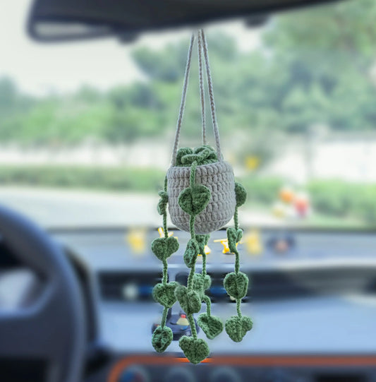 Crochet Hanging with Green Leaves