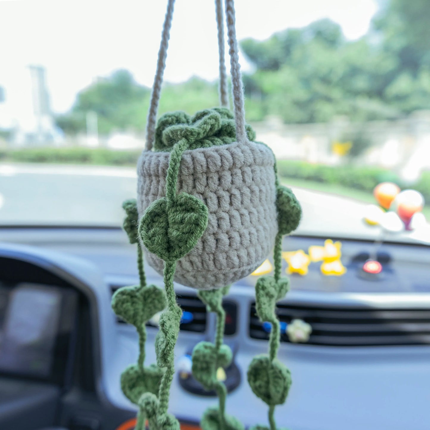 Crochet Hanging with Green Leaves
